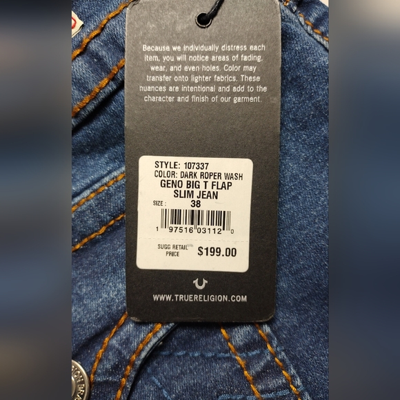 True Religion Geno Big T Snap Relax Slim Men's jeans NWT $199 - Picture 7 of 7